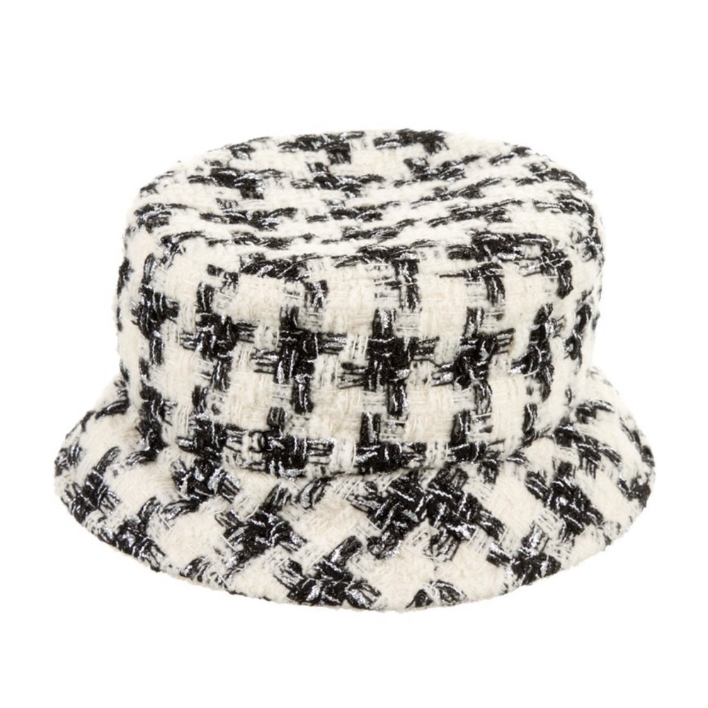 Chanel Black and Cream Tweed Bucket Hat